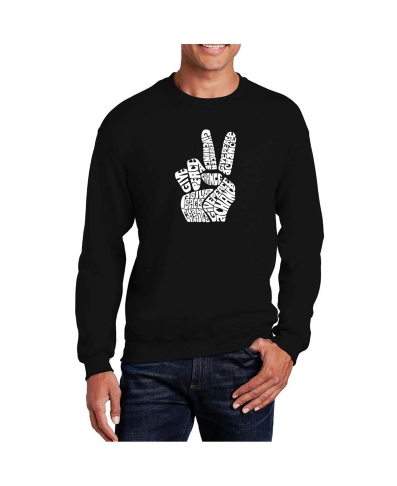 Men's Word Art Peace Fingers Crewneck Sweatshirt
