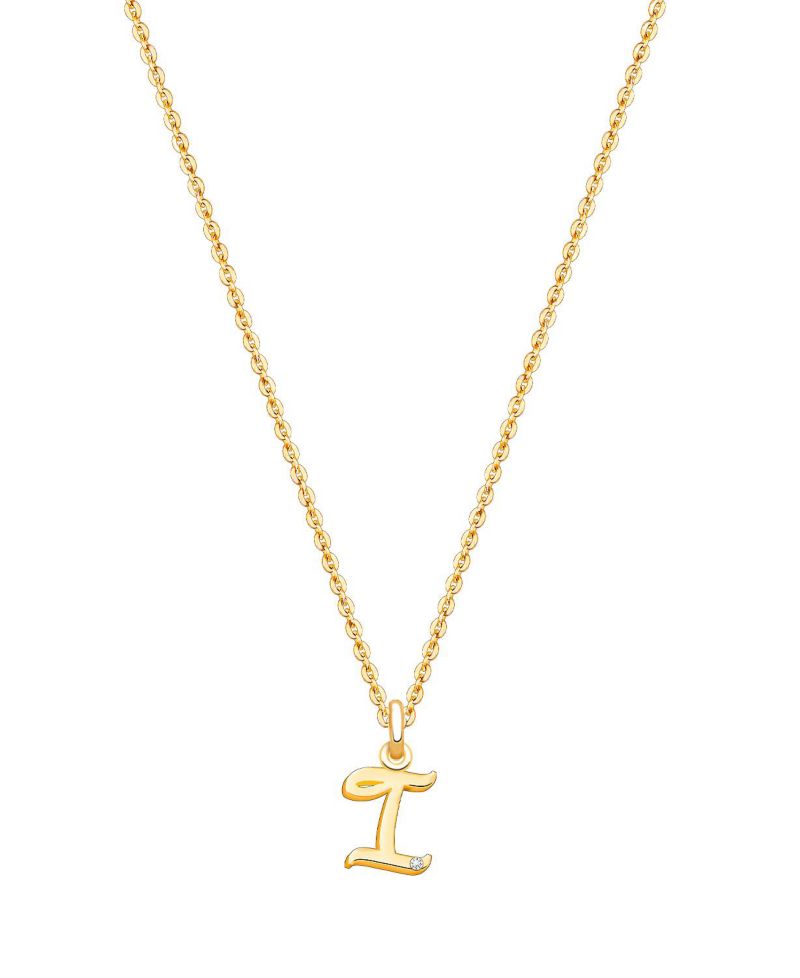 14K Gold Diamond Initial Necklace