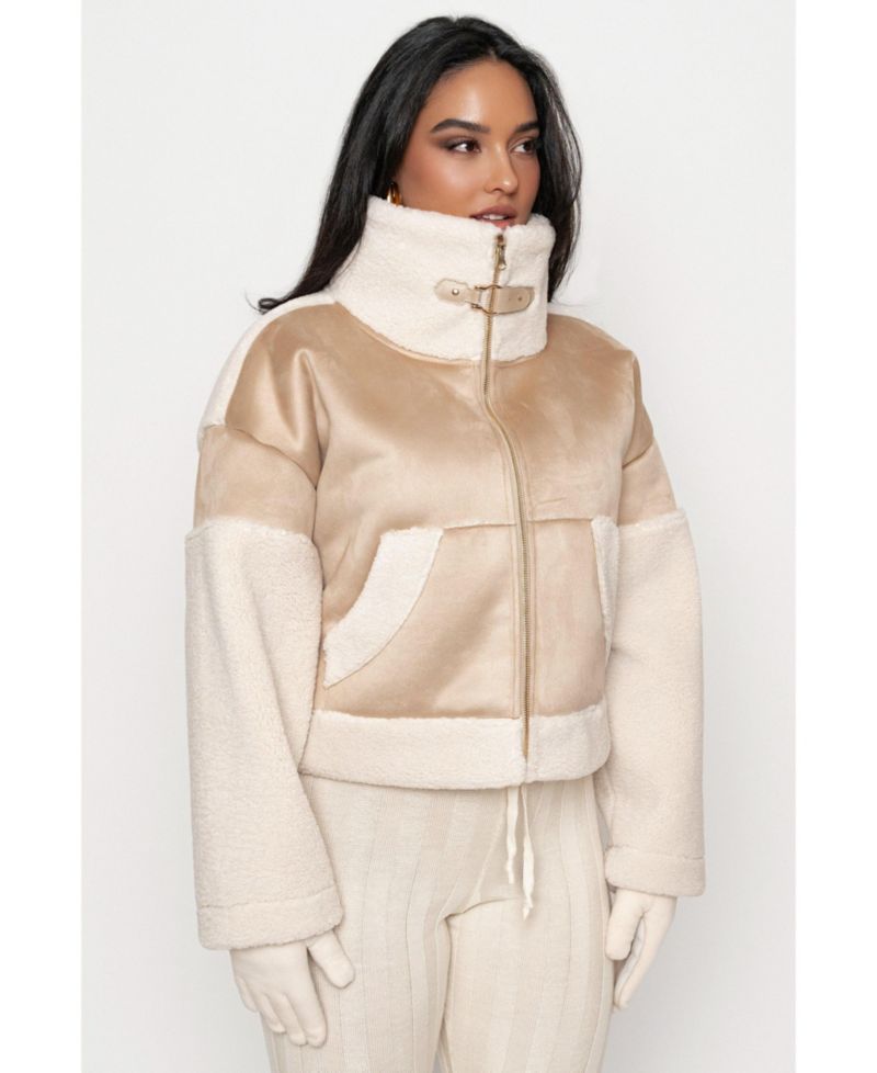 Women's Suede And Sherpa Jacket