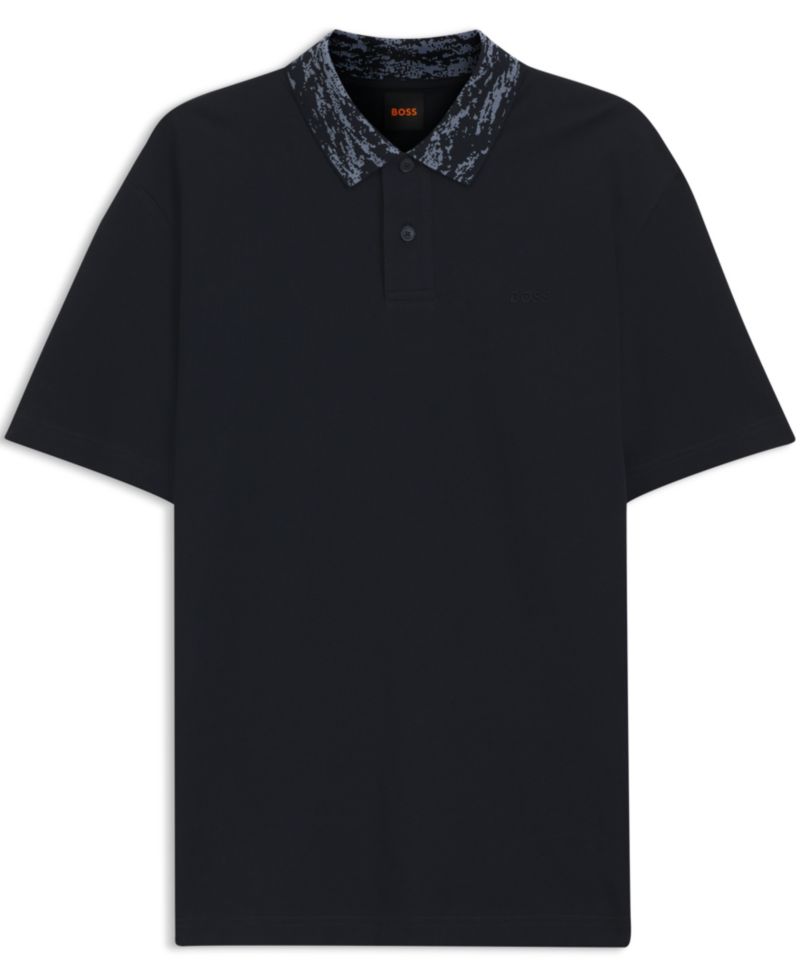 BOSS by Men's Cotton-Piqu&eacute; Jacquard Collar Polo Shirt