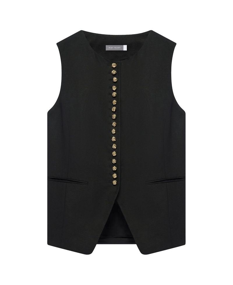 Women's Sleeveless Crewneck Linen-Blend Vest