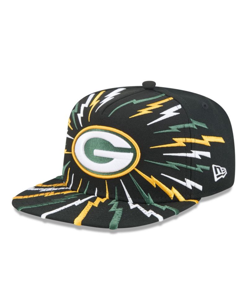 Men's Black Green Bay Packers Bolt A-Frame 9FIFTY Snapback Hat