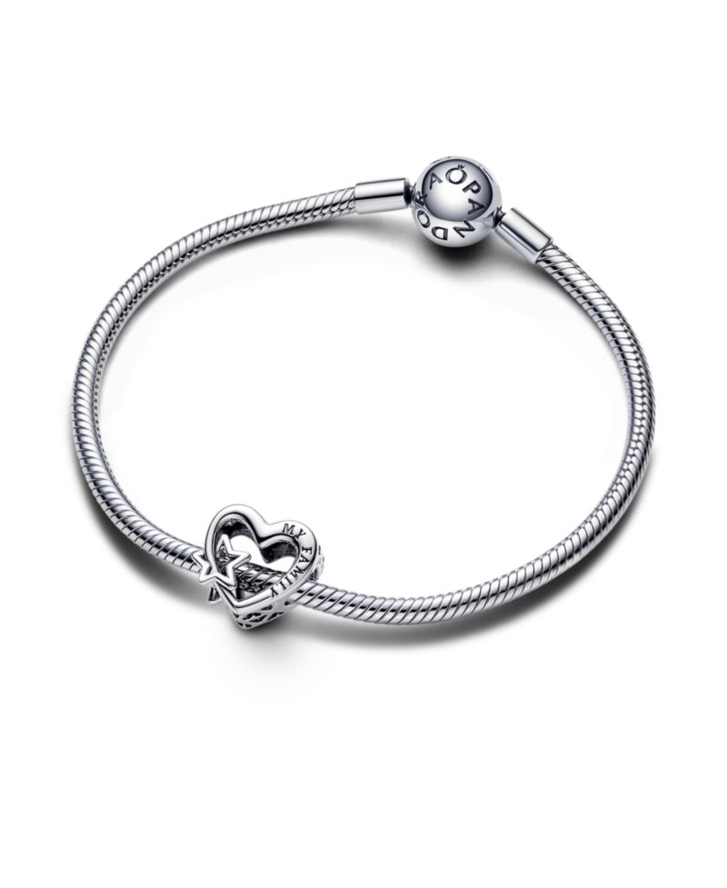 Sterling Silver Openwork Family Heart Star Charm