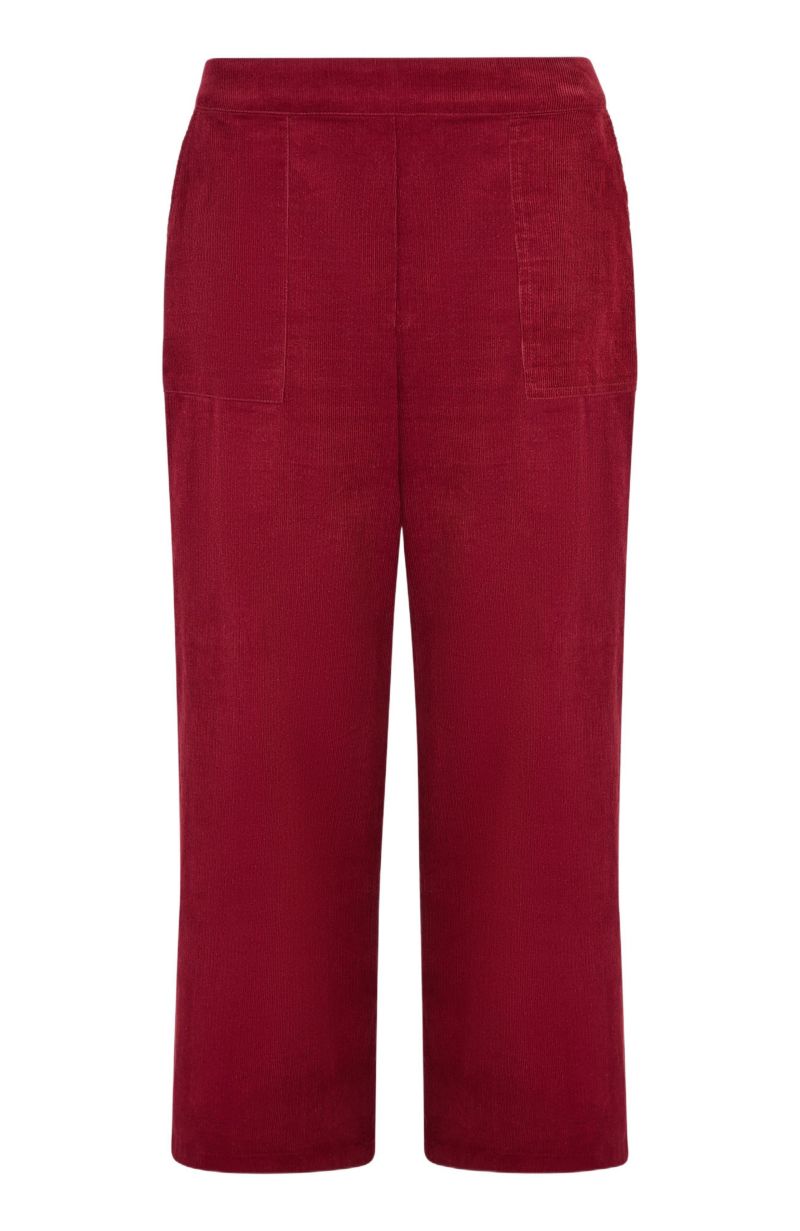 Women's Cord Cropped Wide Leg Pants