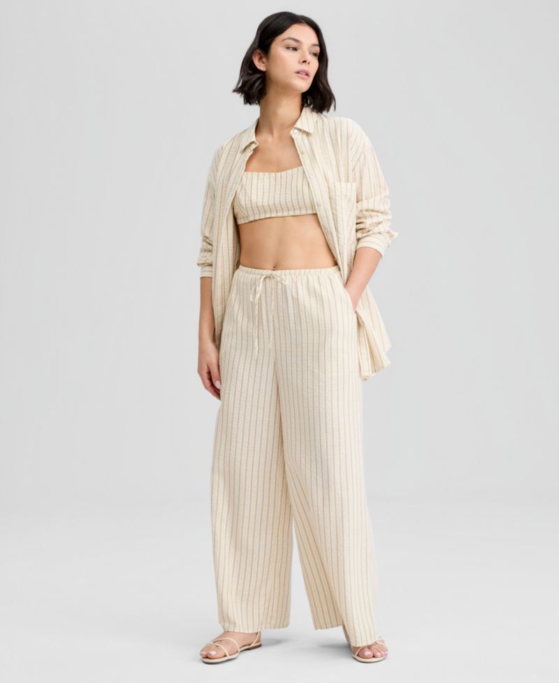 Women's Striped Wide-Leg Pants