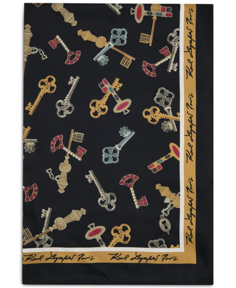 Key Print Square Scarf