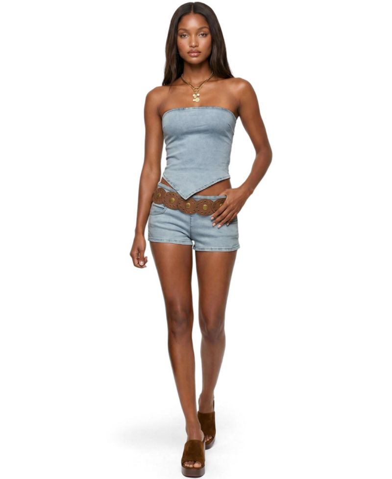 Womens Zaida Stretchy Denim Micro Shorts