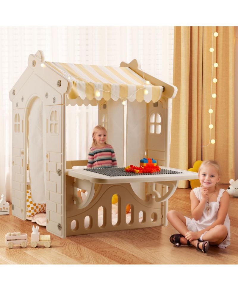 Foldable Lighted Kids' Playhouse with Building Blocks