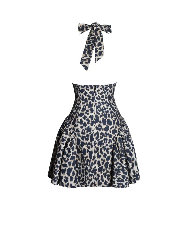 Women's Mackenzie Cheetah Print Halter Linen Mini Dress