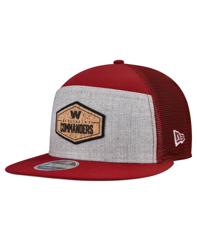 Men's Gray/Burgundy Washington Commanders Cork Split Panel 9FIFTY Trucker Snapback Hat