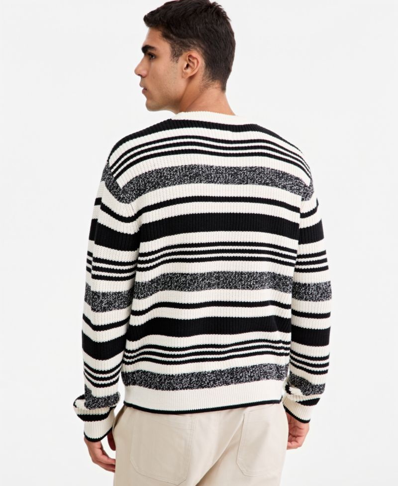 Men's Striped Relaxed-Fit Crewneck Sweater