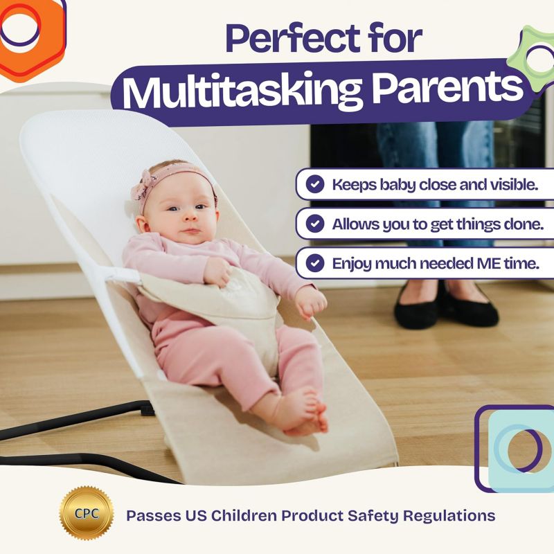 Kids Portable 2 in 1 Bouncer – Versatile Bouncer Chair Bouncer with Ergonomic Support to Use, Oatmeal