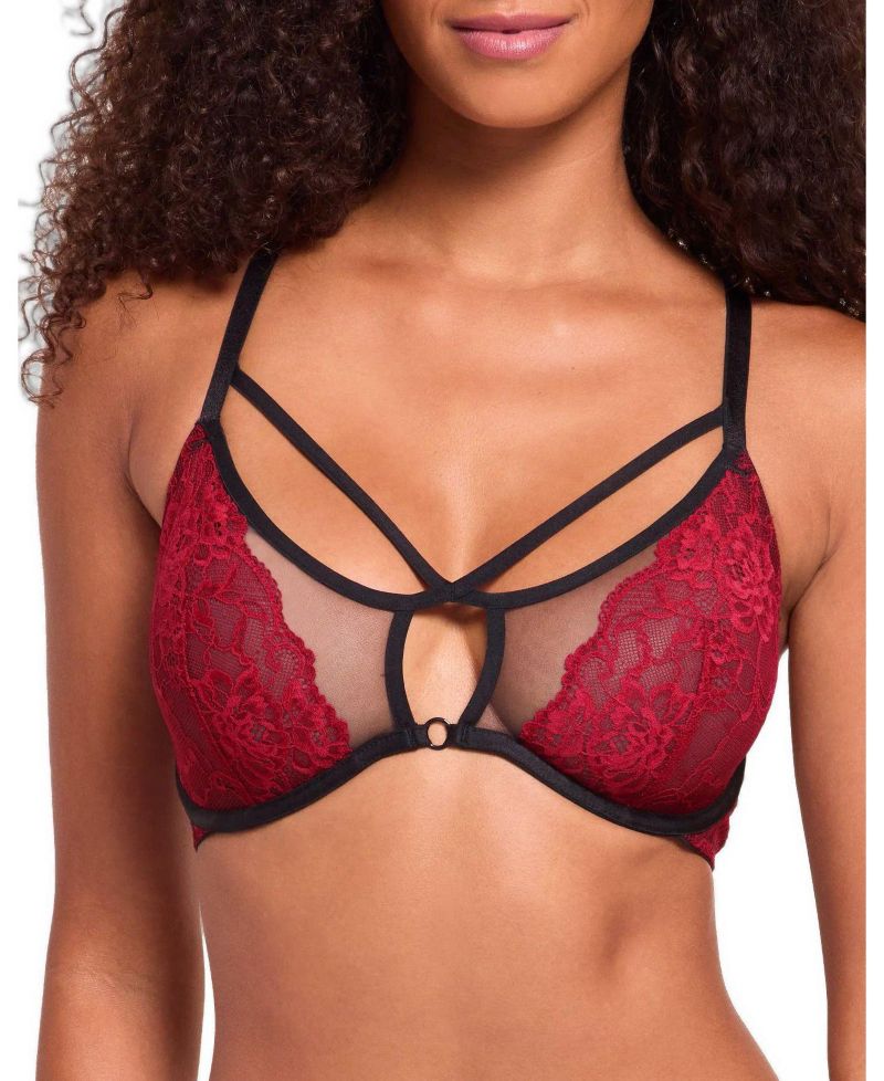 Saveria Unlined Plunge Strappy Lace Bra