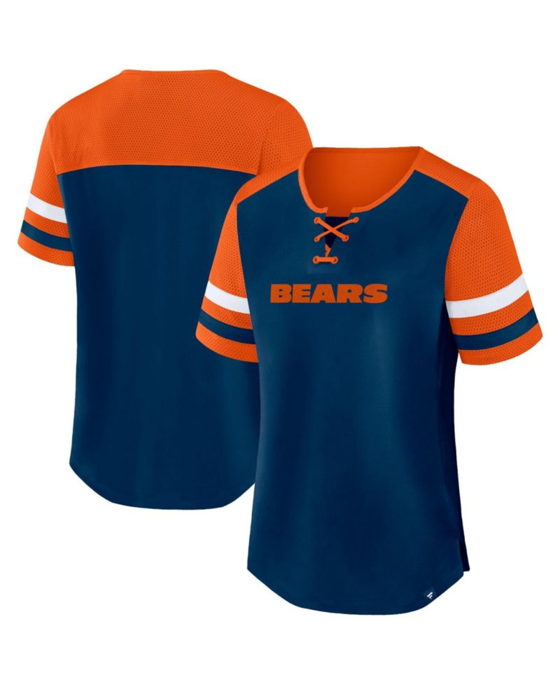 Plus Size Chicago Bears Throwback Curl Route Lace-Up T-Shirt