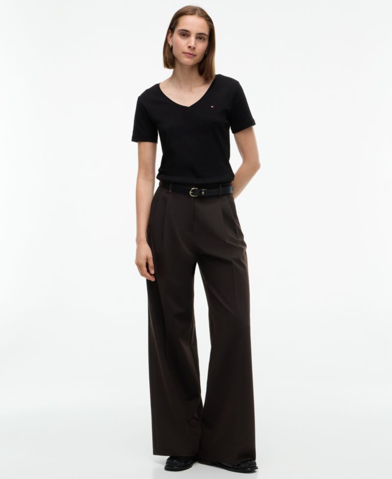 Women's Rib Slim V-Neck Short-Sleeve T-Shirt