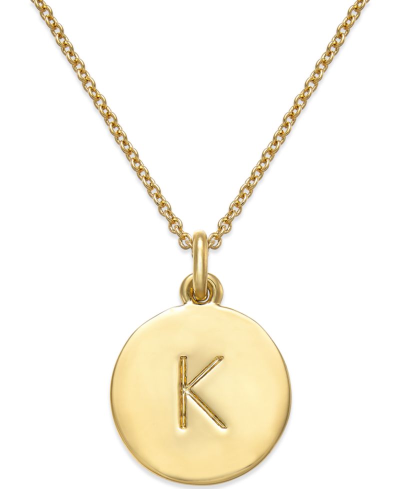 gold plated Initials Pendant Necklace, 17" + 3" Extender
