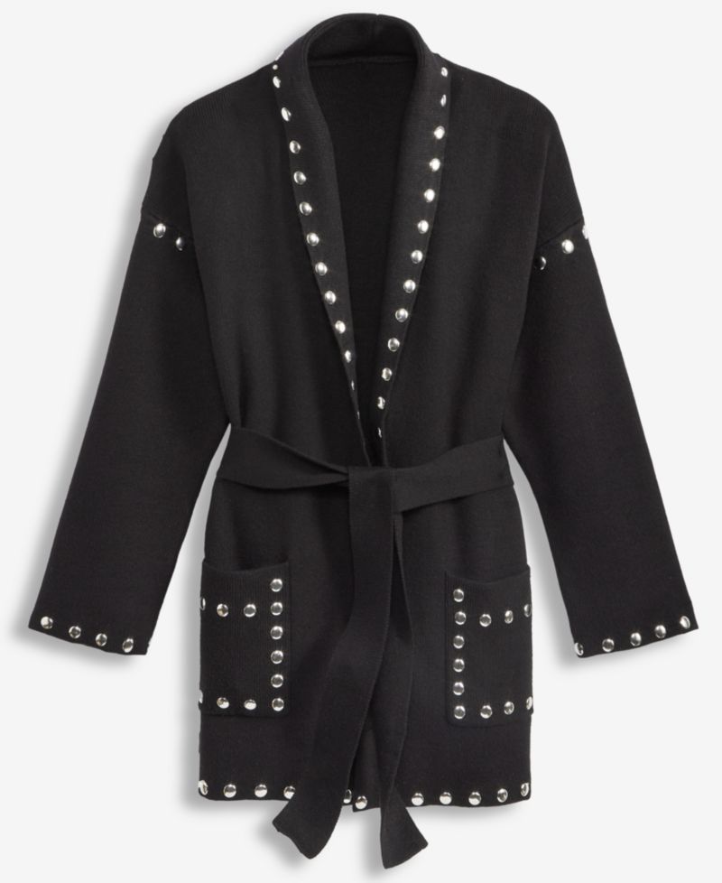 Women's Studded Belted Cardigan