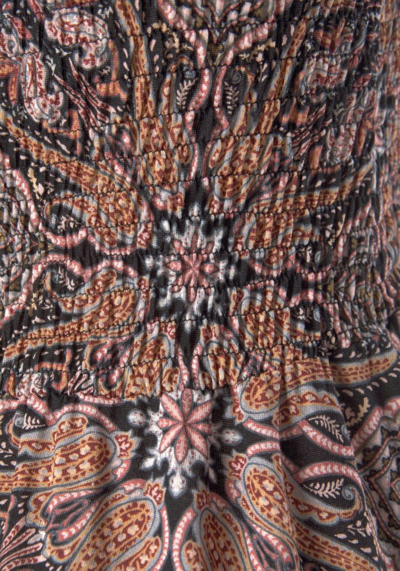 Women's Viscose Printed Smocked Convertible Multiway Bandeau Maxi Dress