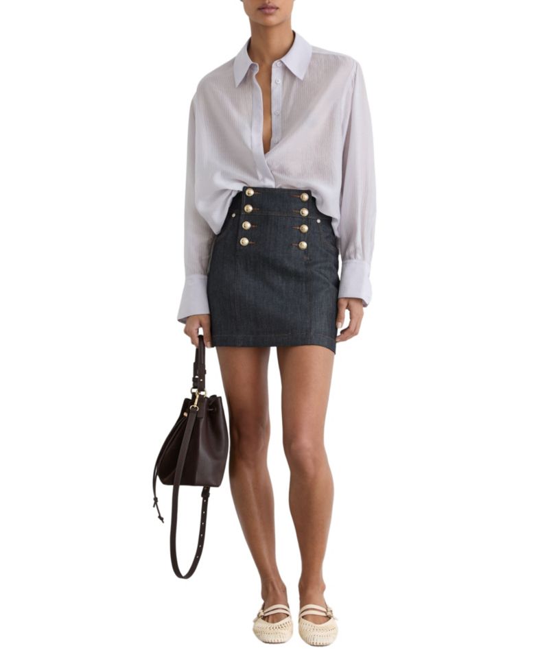 Women's Skylar Button Detail Denim Mini Skirts