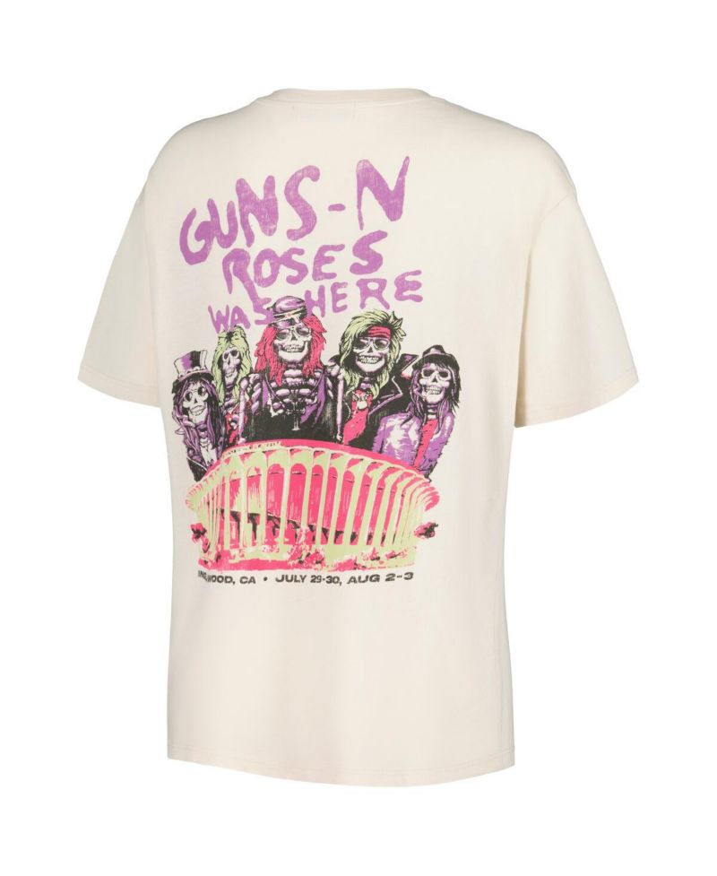 Women's Cream Guns n Roses Was Here Boyfriend T-shirt