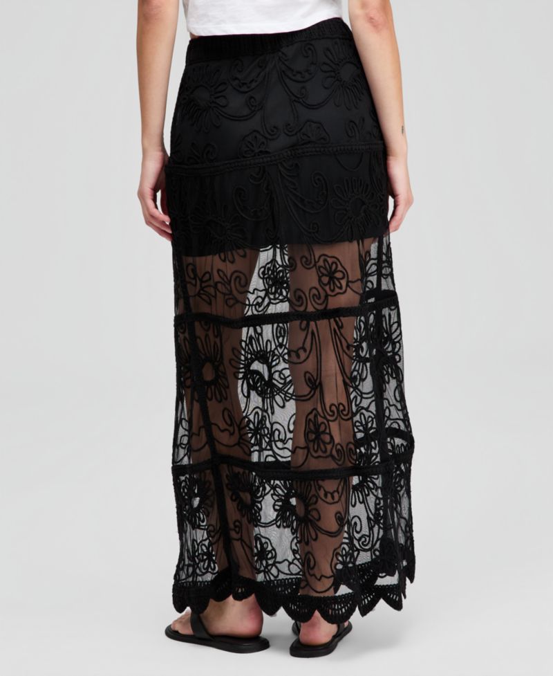 Women's Soutache Mesh Maxi Skirt