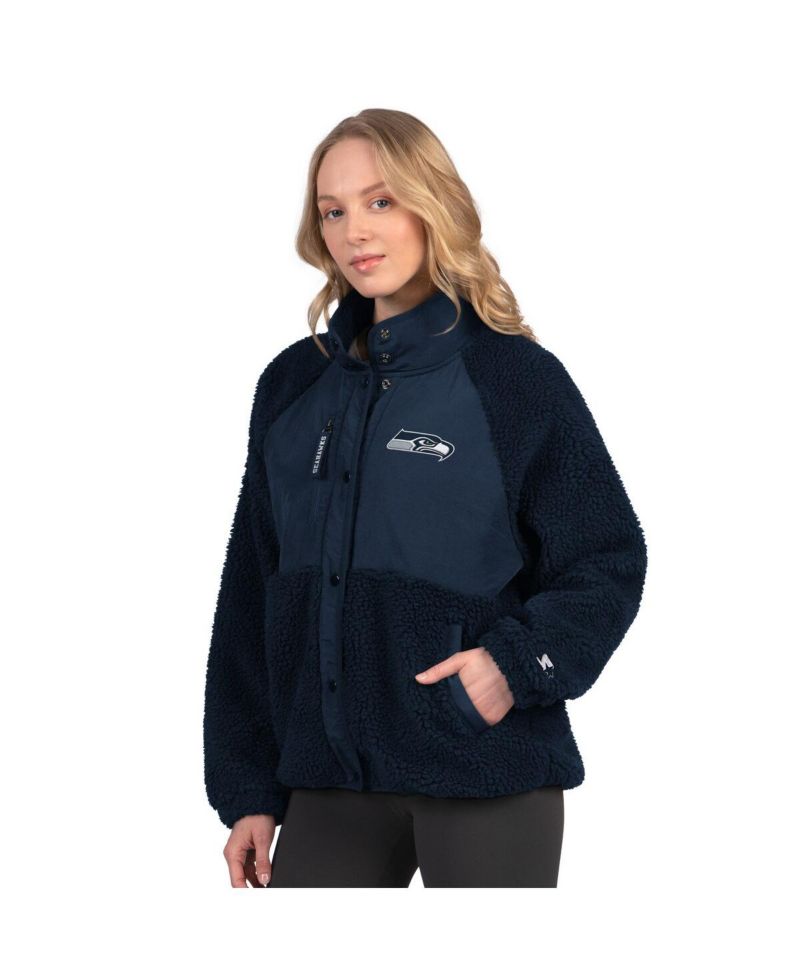 Women's College Navy Seattle Seahawks On the Ball Sherpa Jacket