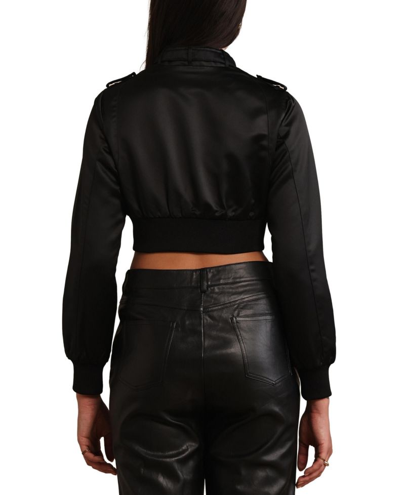 Women's Iconic Racer Cropped Satin Jacket