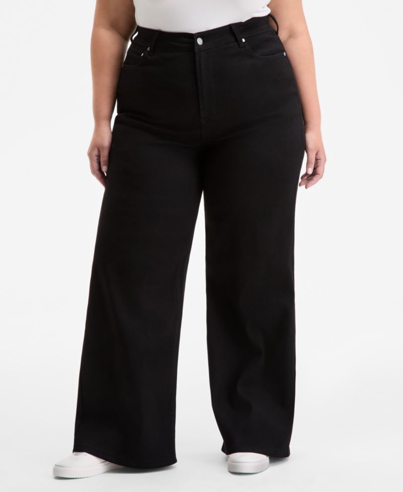 Trendy Plus Size High-Rise Wide-Leg Jeans