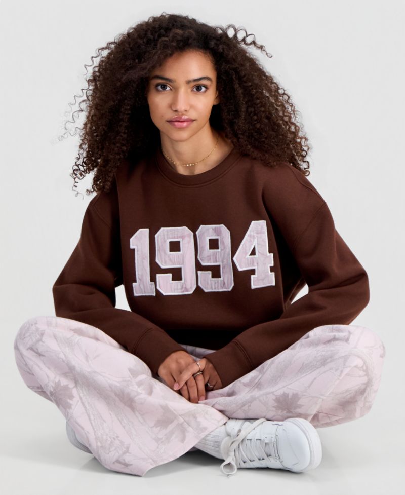 Juniors' Woodland Camo-Print Wide-Leg Sweatpants