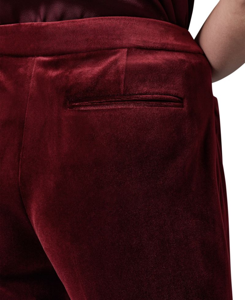 Women's Classic No Front Velvet Straight Mid-Rise Pants
