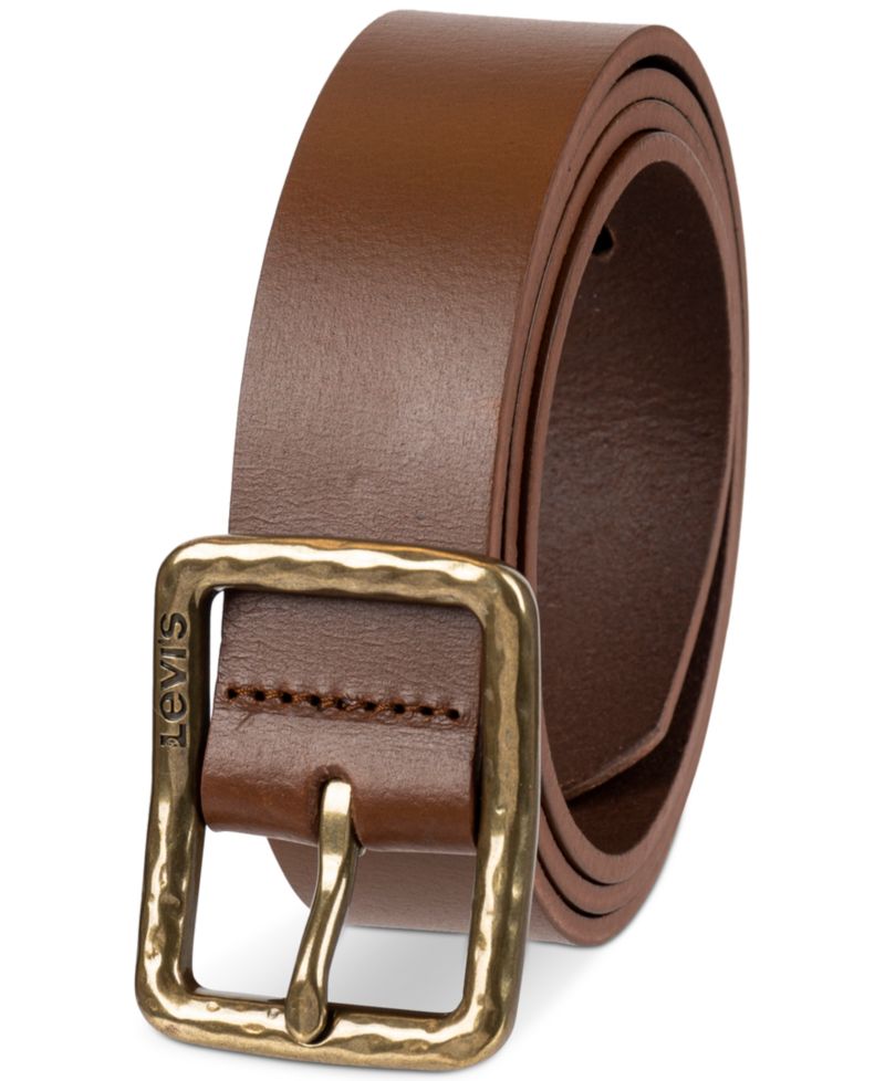 Women's Hammered Center Bar Buckle Casual Leather Belt