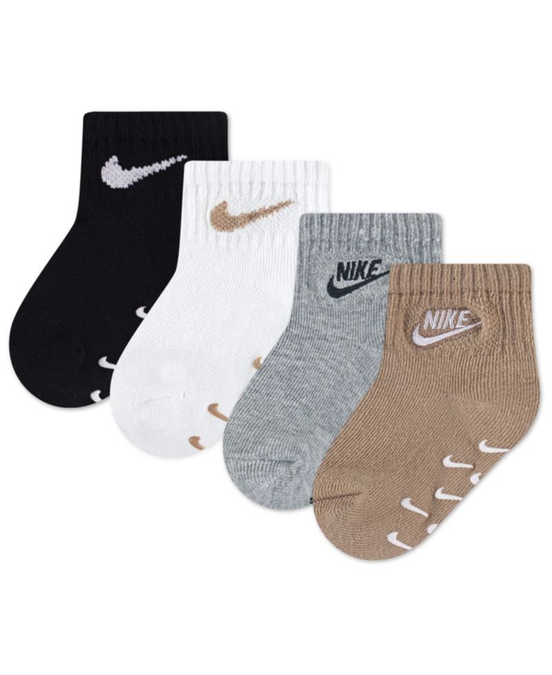 Baby Girls' or Baby Boys' and Toddler Logo Gripper Socks, 4-Pack