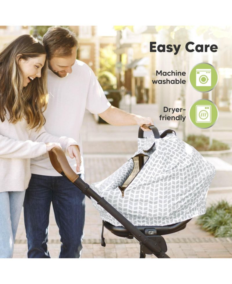 Warmzy Baby Car Seat Cover, Universal Stretch Fit Infant Carseat Covers for Babies, Winter Carseat Canopy