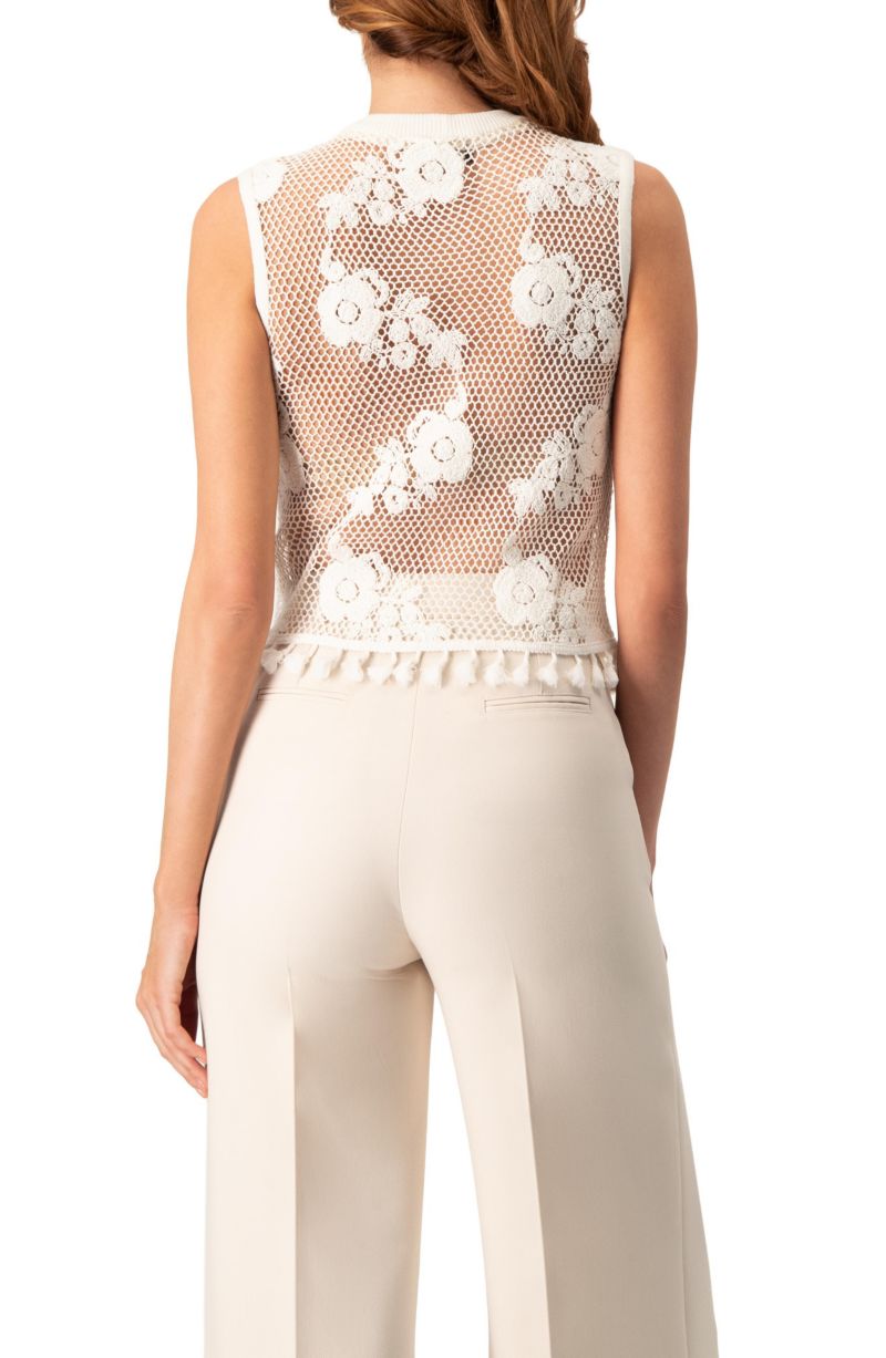 Women's Sleeveless Knitted Fringe Top