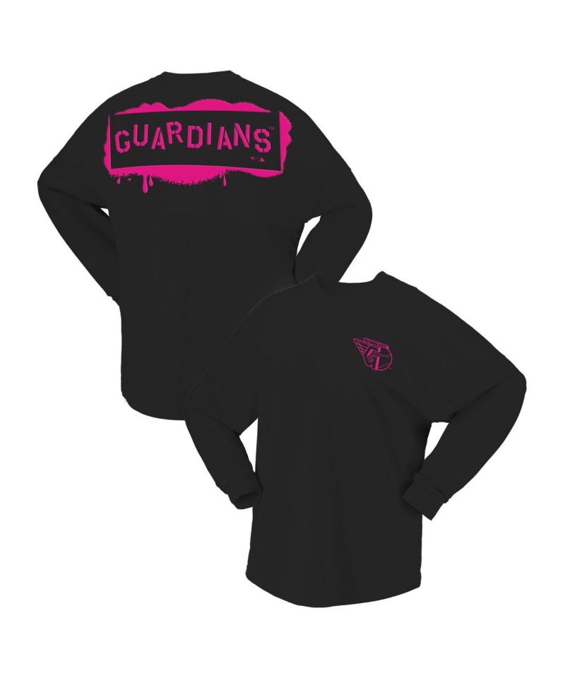 Women's Black Cleveland Guardians Neon Jersey Long Sleeve T-Shirt