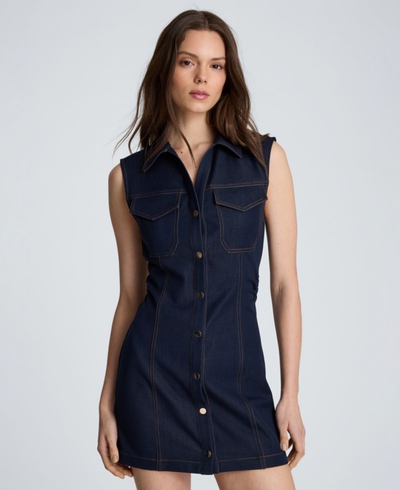 Women's Two Pocket Mini Shirt-Dress