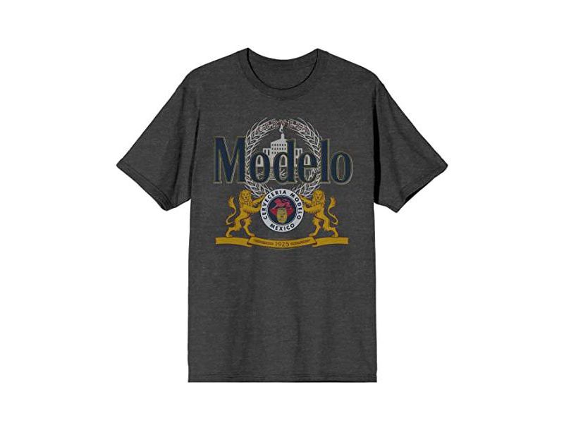 Men's Beer Logo Crest Charcoal Heather Graphic Tee-Small