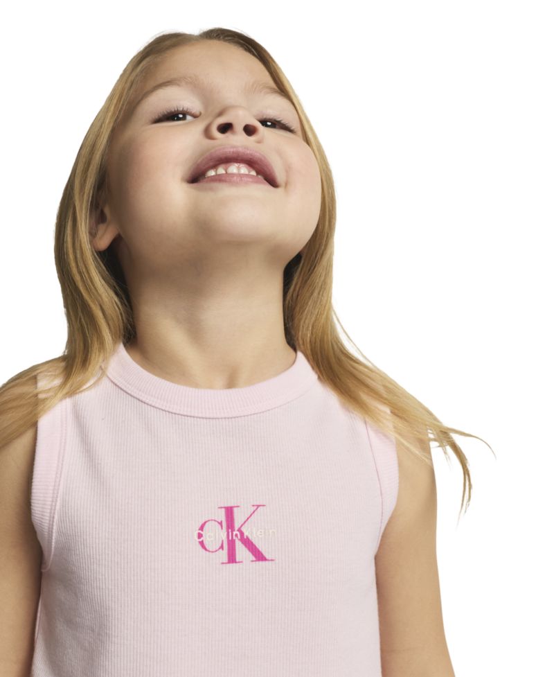 Girls' 4-6X Ribbed Tank Top and Denim Bubble Skirt, 2-Piece Set