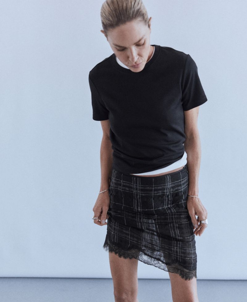Women's Plaid Linen-Blend High-Rise Skirt