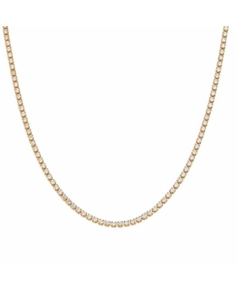 Hollywood Sensation 18k Gold Plated Tennis Necklace with AAAAA Cubic Zirconia