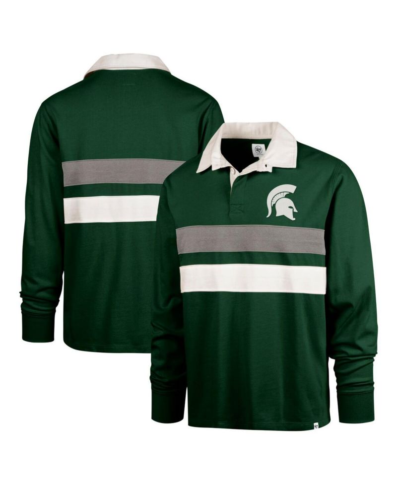 Men's Green Michigan State Spartans Clubhouse Knox Thames Long Sleeve Rugby Polo Shirt