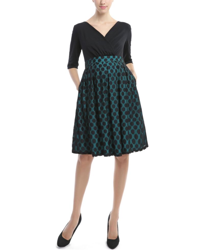 Women's V-Neck Polka Dot Lace Dress