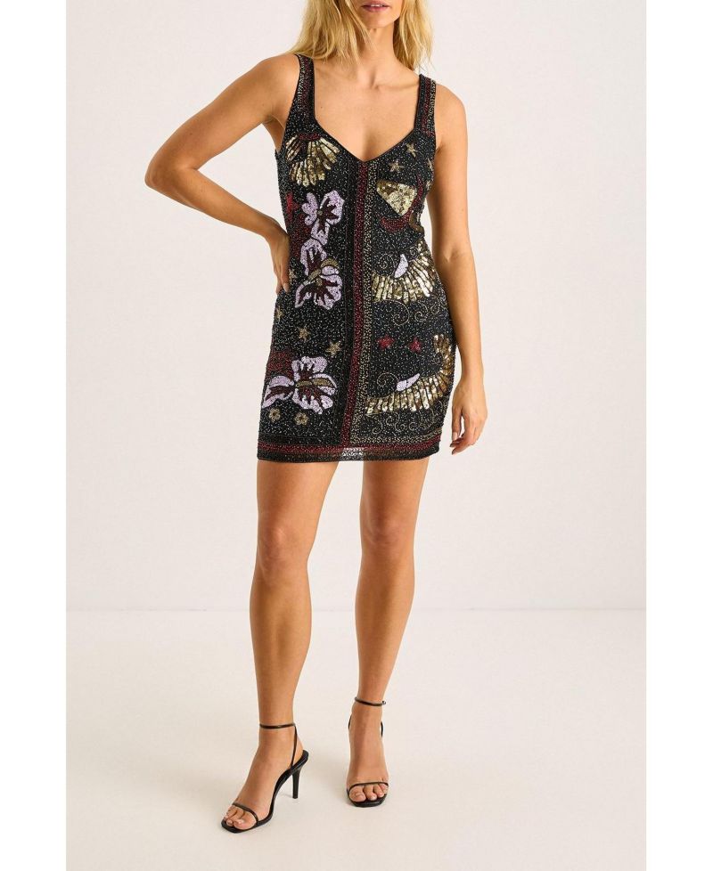 Women's Celestial Beaded Mini Dress