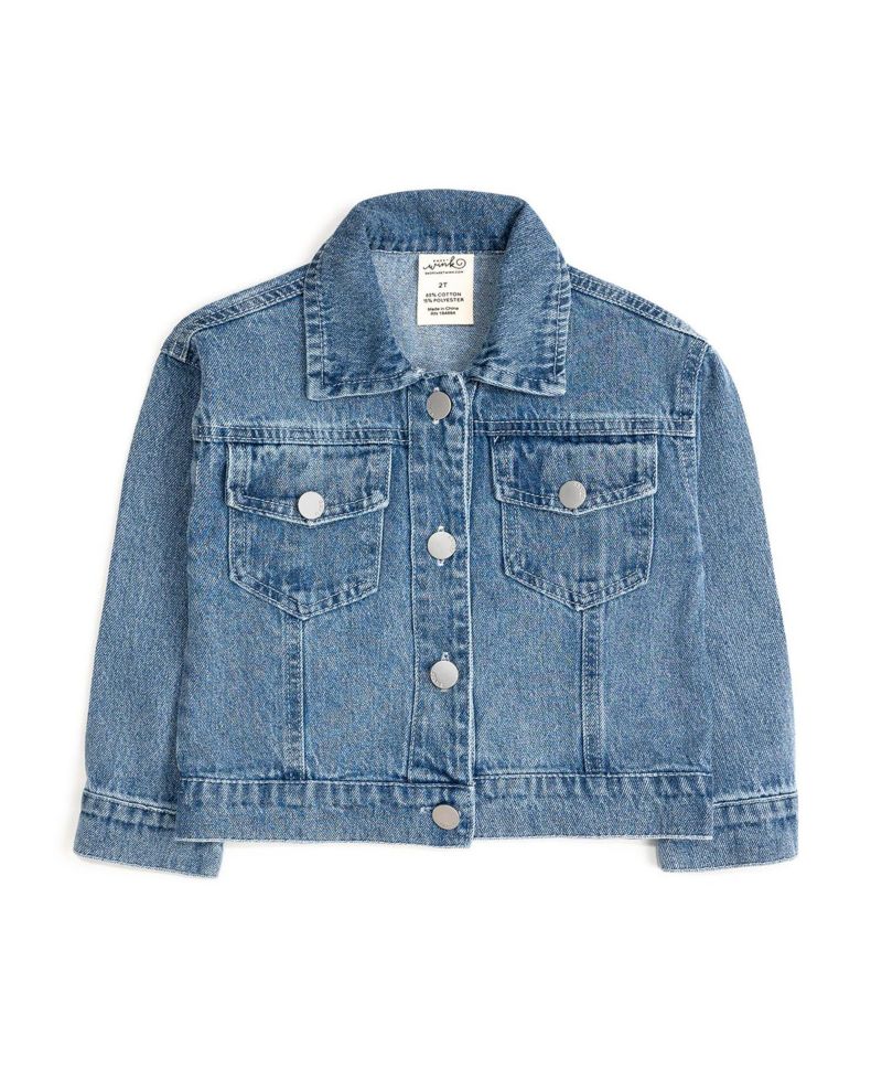 Little Girls Coquette Pumpkin Sequin Patch Denim Jacket