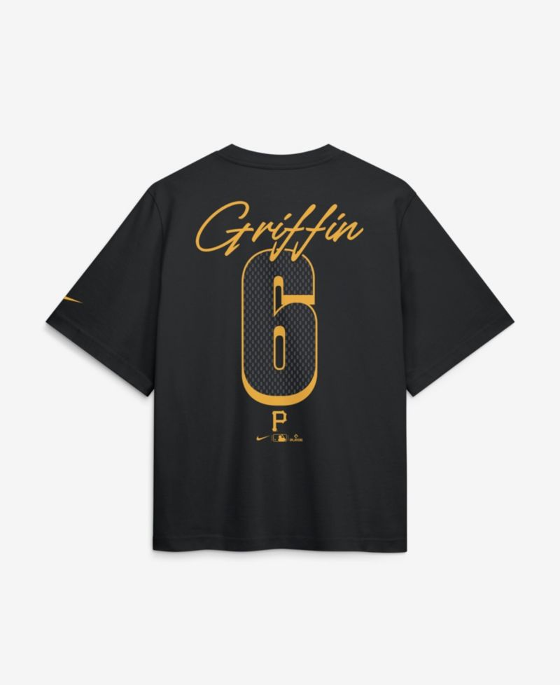 Women's Konnor Griffin Black Pittsburgh Pirates Premium Essentials Boxy Name & Number T-Shirt