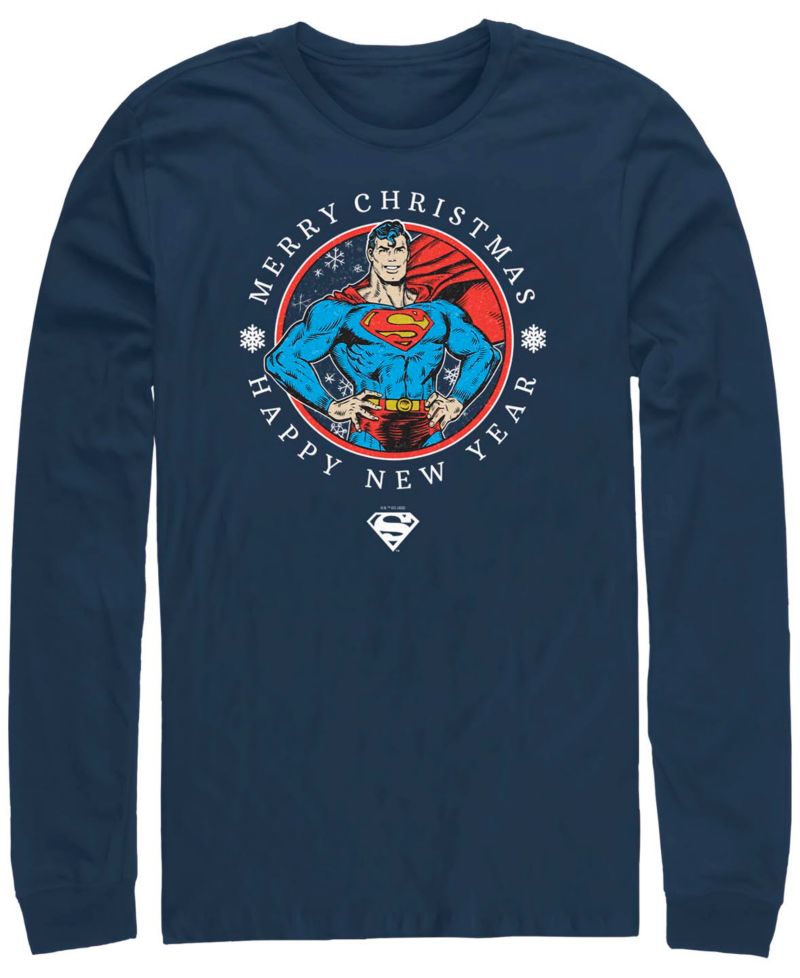 Men's Superman Christmas Badge Long Sleeves T-shirt
