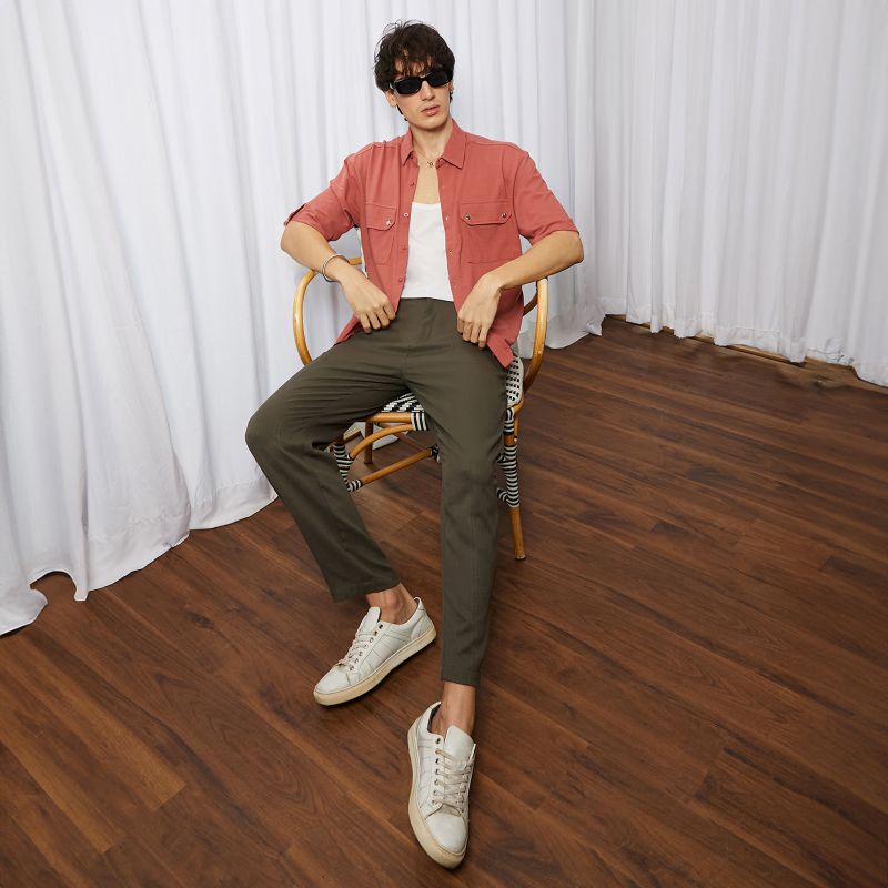 Men's Terracotta Orange Utility Knit Shirt