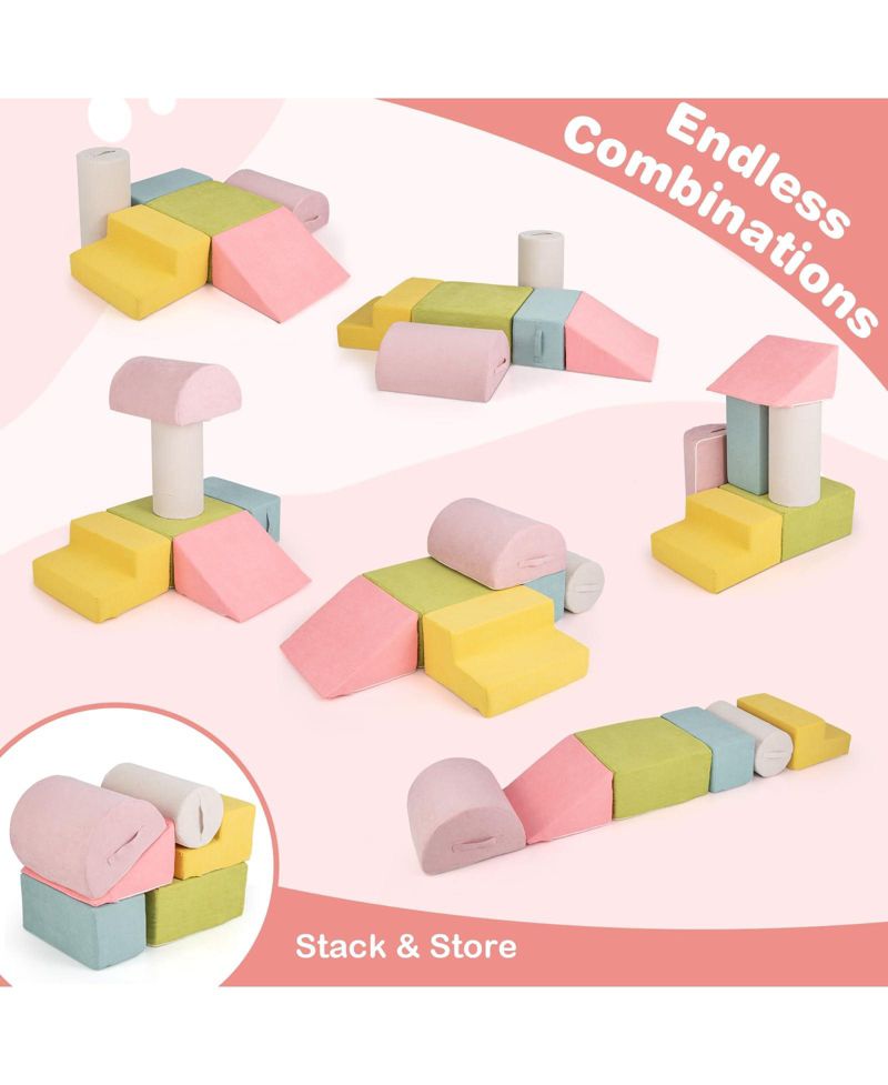 High-Density Foam Stackable Chenille Climbing Blocks, 6-Piece Set