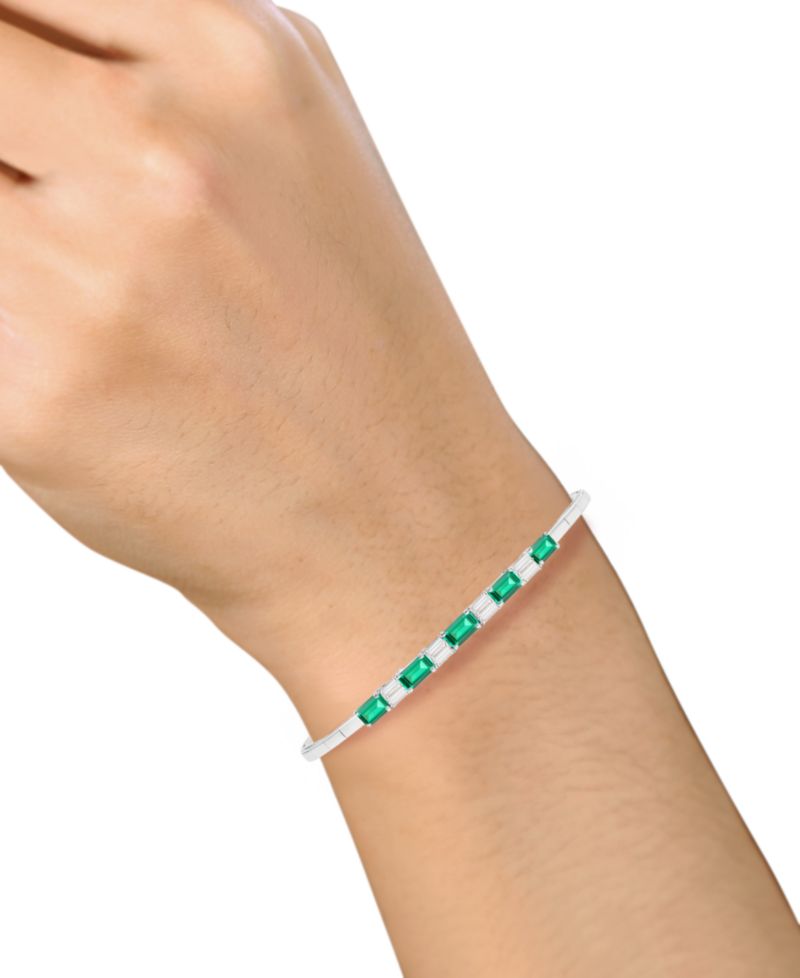 Lab Grown Emerald (1-1/3 ct. t.w.) And White Sapphire (1/3 ct. t.w.) Bracelet in Sterling Silver (Also Available in Ruby)