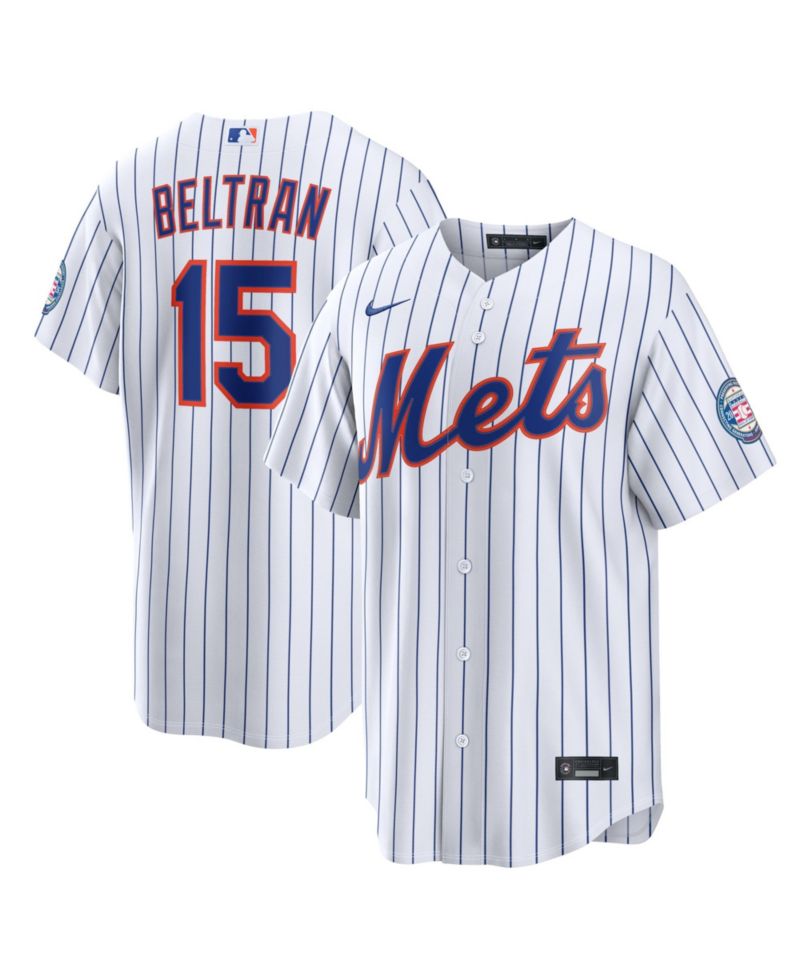 Men's Carlos Beltran White New York Mets Home Replica 2026 Hall of Fame Patch Jersey
